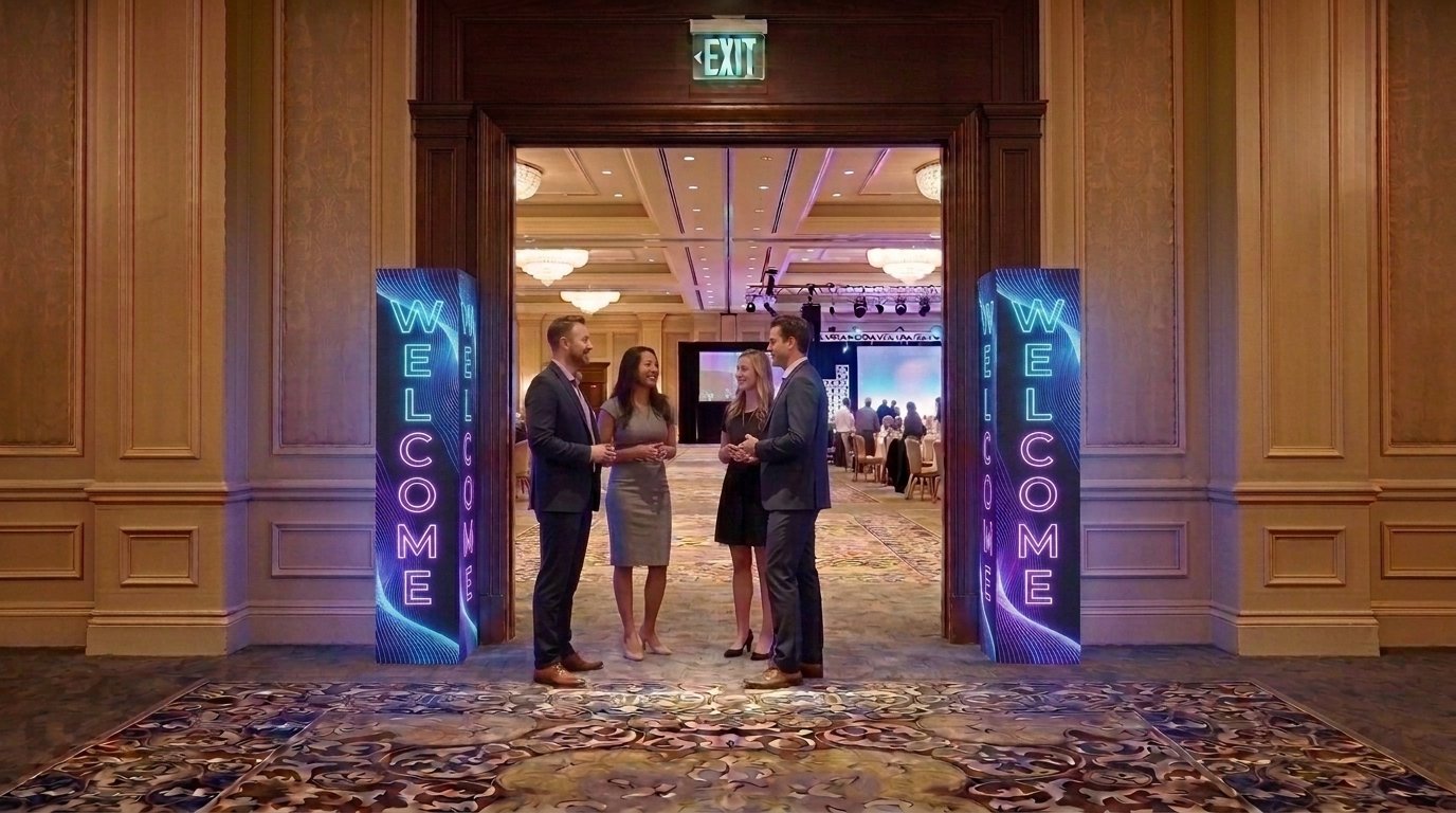 7ft LED Welcome Columns at Ballroom Entrance Las Vegas
