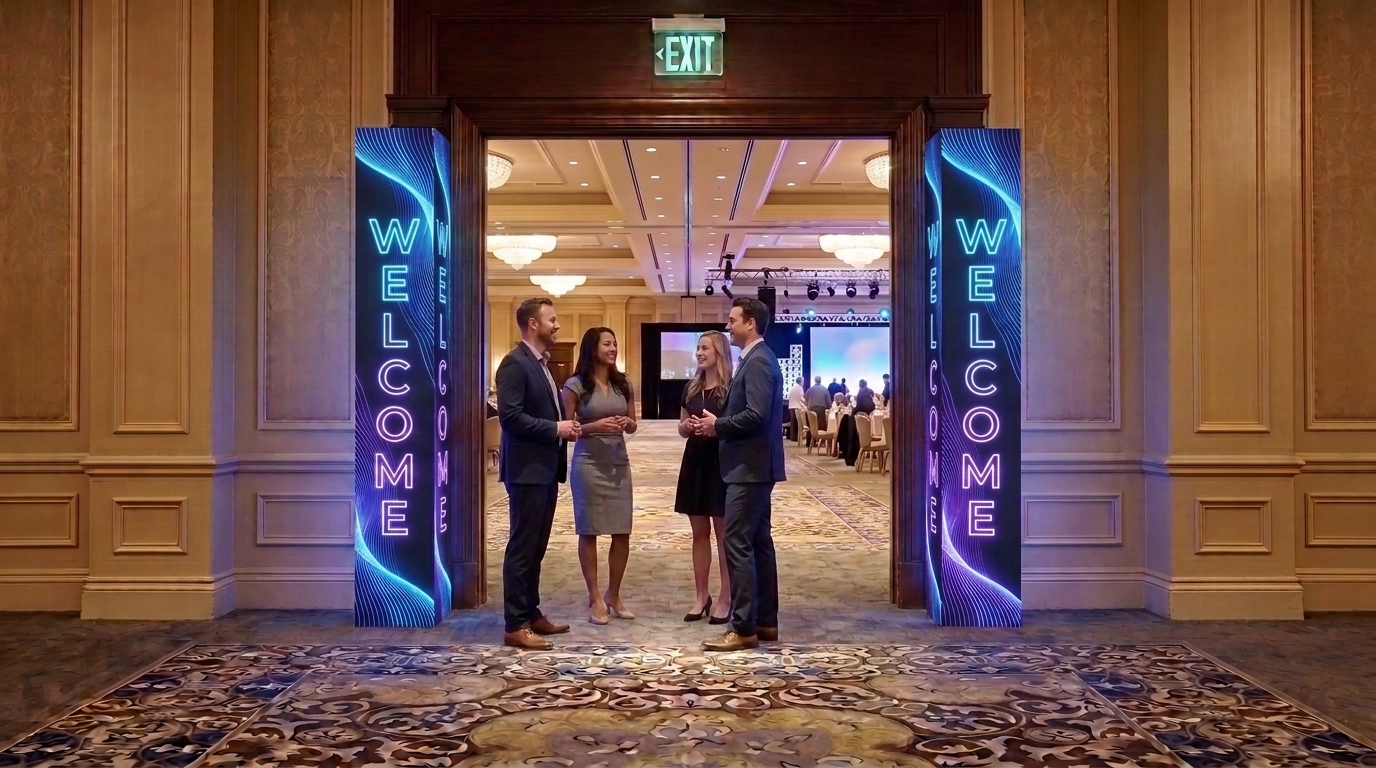 9ft LED Welcome Columns at Ballroom Entrance Las Vegas