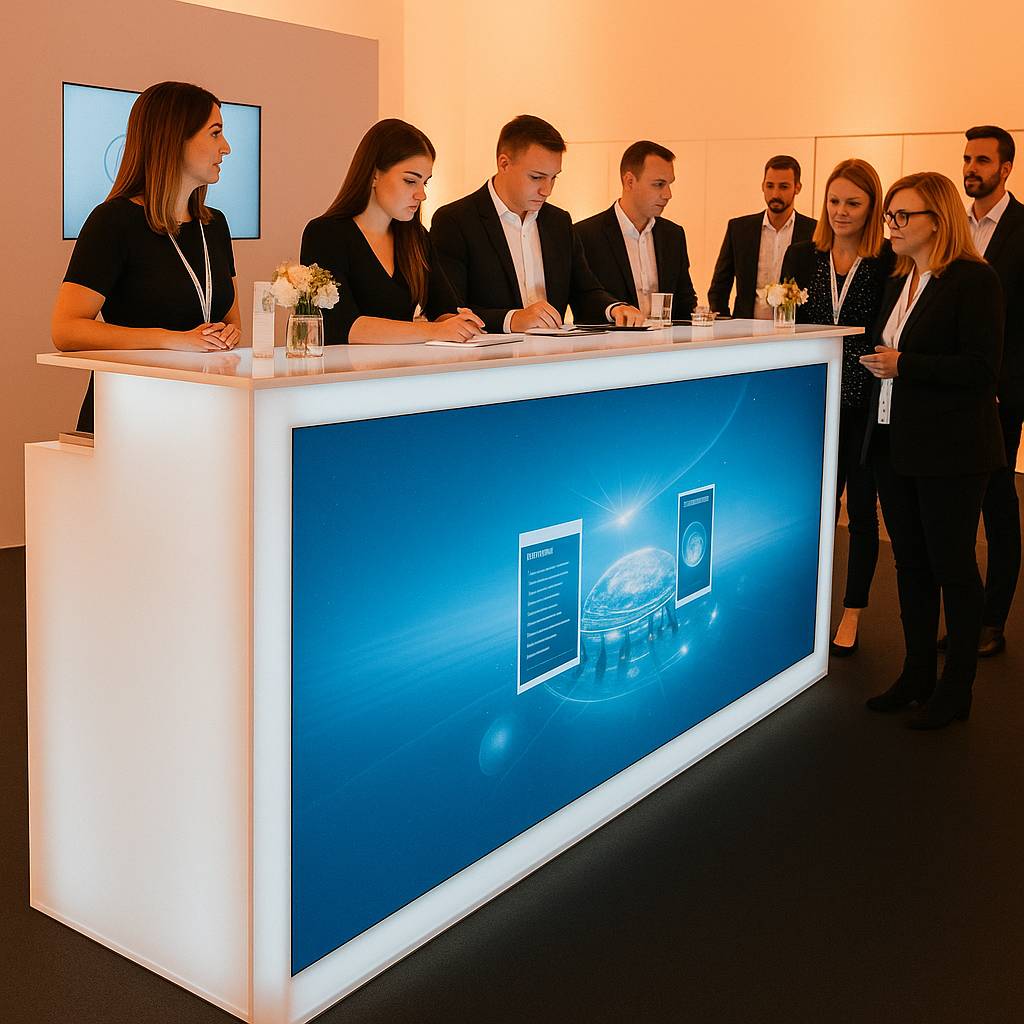LED reception desk bar rental Las Vegas — LED decor for corporate events
