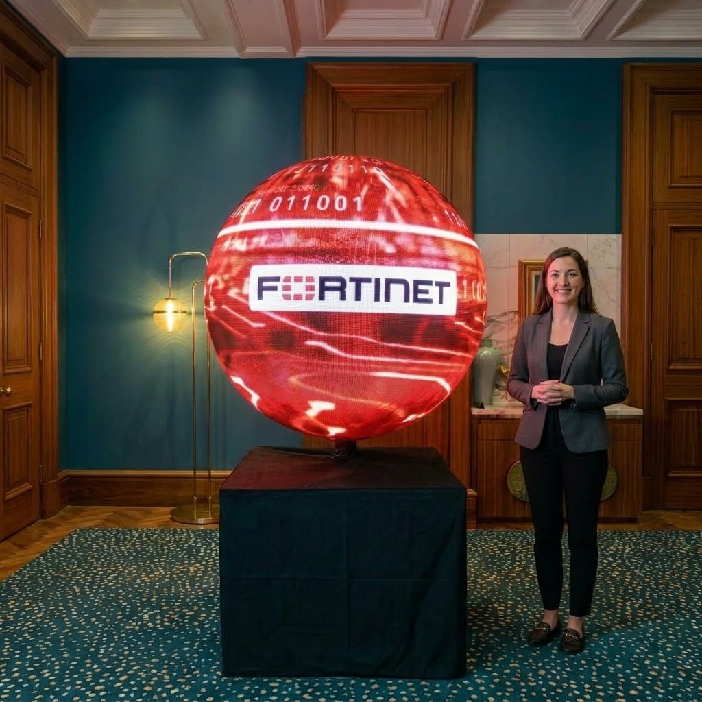 4 ft LED sphere on a 2 ft raised podium