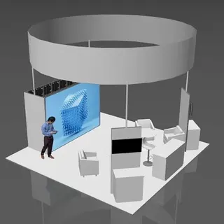 Round island exhibit booth with LED video wall Las Vegas