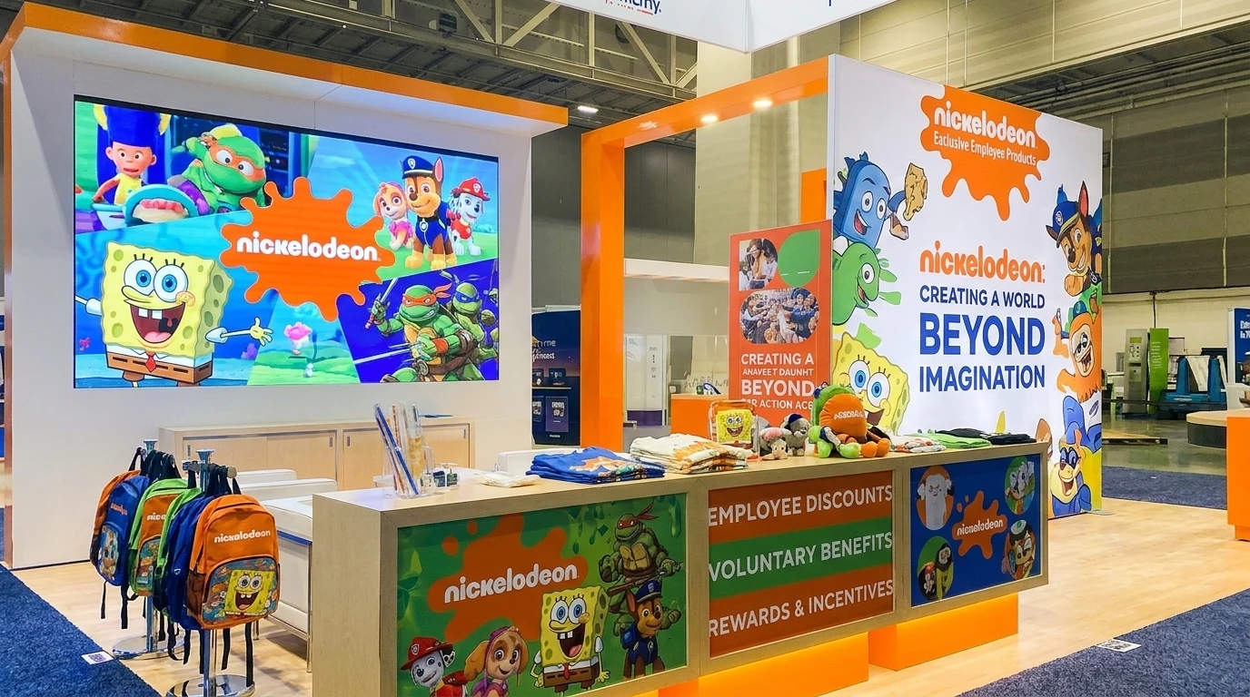 Nickelodeon trade-show booth with an HD LED video wall